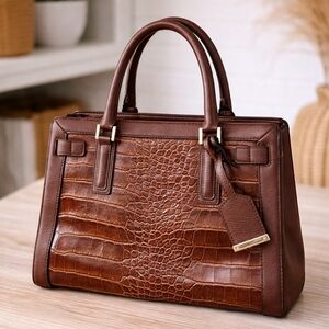 Merona Brown Croc-Embossed Satchel